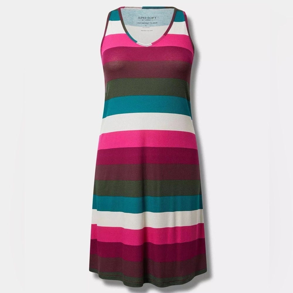 NWT Torrid Striped Supersoft Rib V-Neck Lounge Gown - Torrid Size 3 (22-24, 3X)